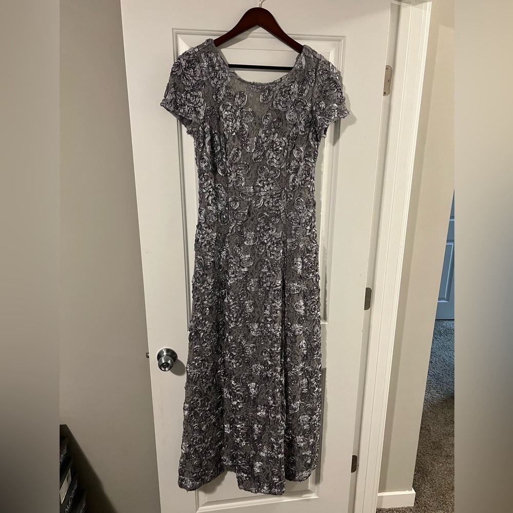 Alex Evenings Dress - Embellished Lace A-Line Evening Gown - Size 12